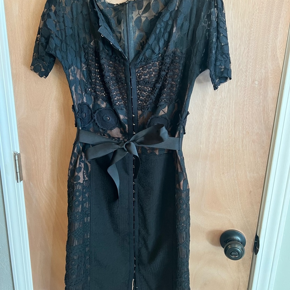 Byron Lars Black Lace Midi Dress
